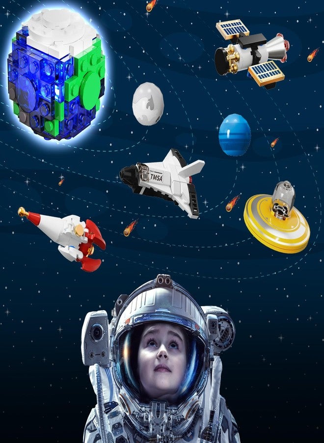 CUBIMANA Planet Rotatable Space Sets with Light - Earth & Moon Space Exploration Building Toys with Shuttle Spaceship Science Kits Building Blocks Gifts for Kids Age 8+ Years Old Boys Girls(554 PCS) - Image 5